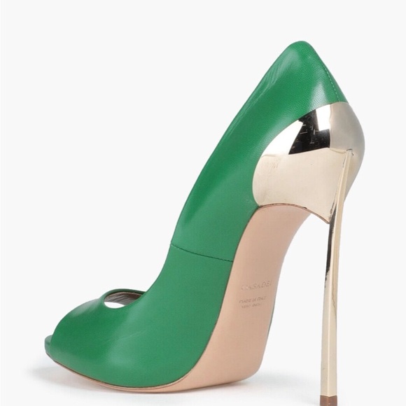 NEW CASADEI Leather Court Shoes US6.5 UK3.5 EU36.5 Blade Heel Made in Italy - Picture 2 of 7
